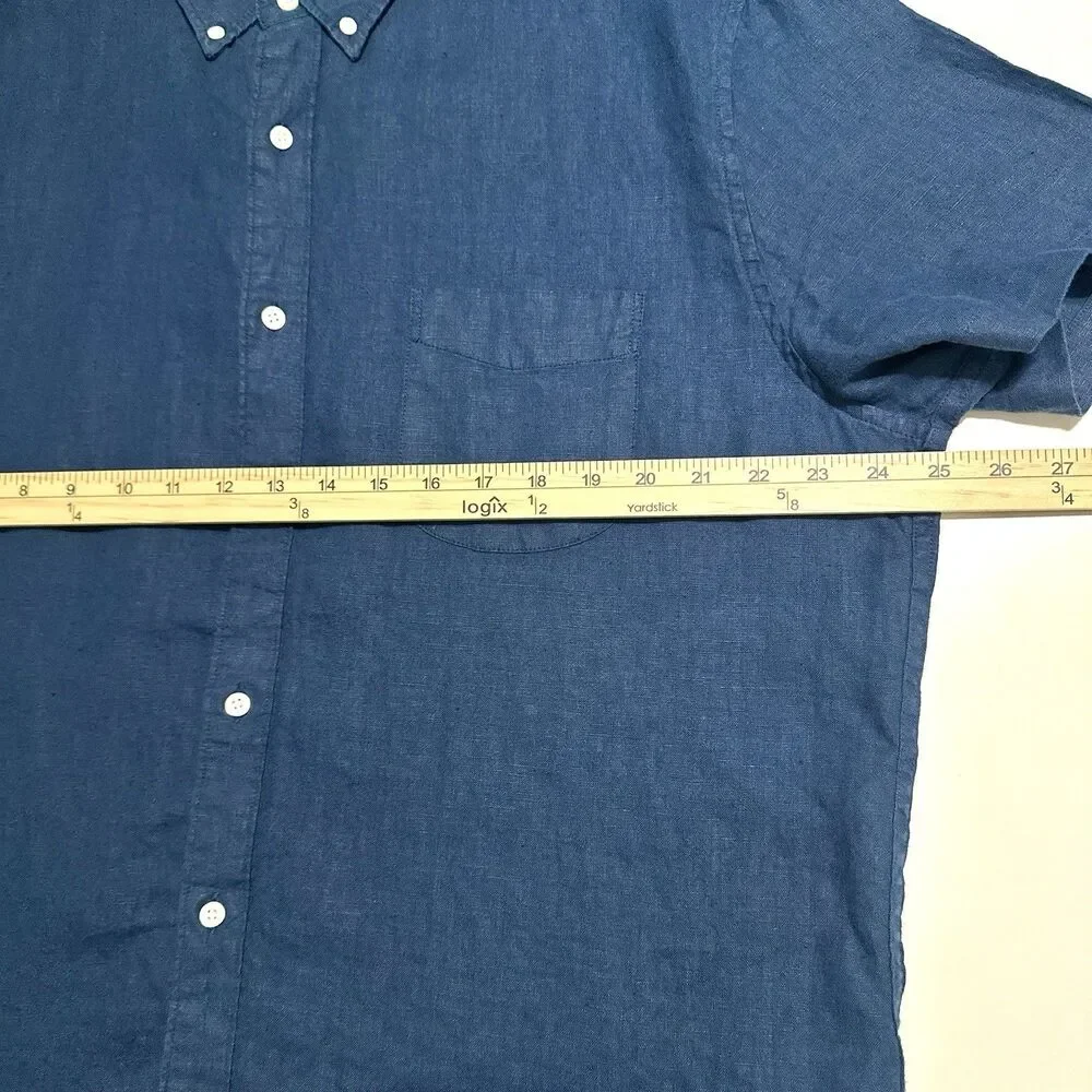 J Crew Baird McNutt Shirt Mens XL Blue Irish Linen Button Down Classic Woven